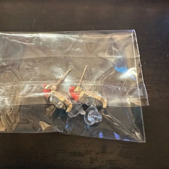 Santa Hat Stud Earrings NIP stainless steel post gold finish LAST PAIR - Picture 9 of 9